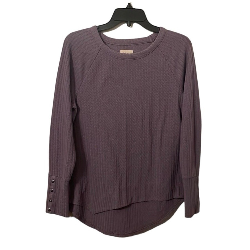 Chaser‎ Women's Purple Thermal Button Cuff Sleeve Long Sleeve Sweater Size L
